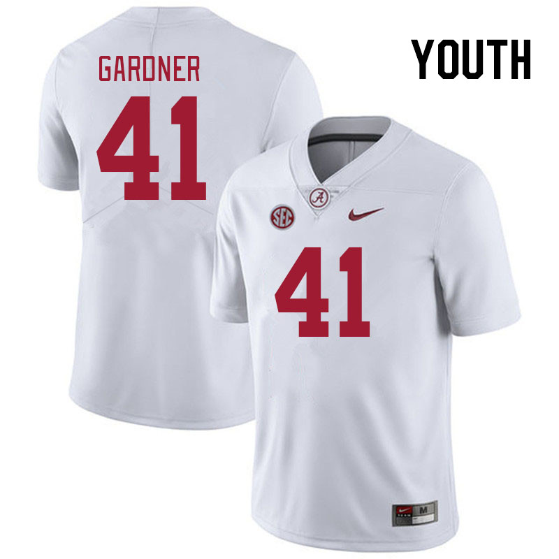 Youth #41 JR Gardner Alabama Crimson Tide College Footabll Jerseys Stitched Sale-White